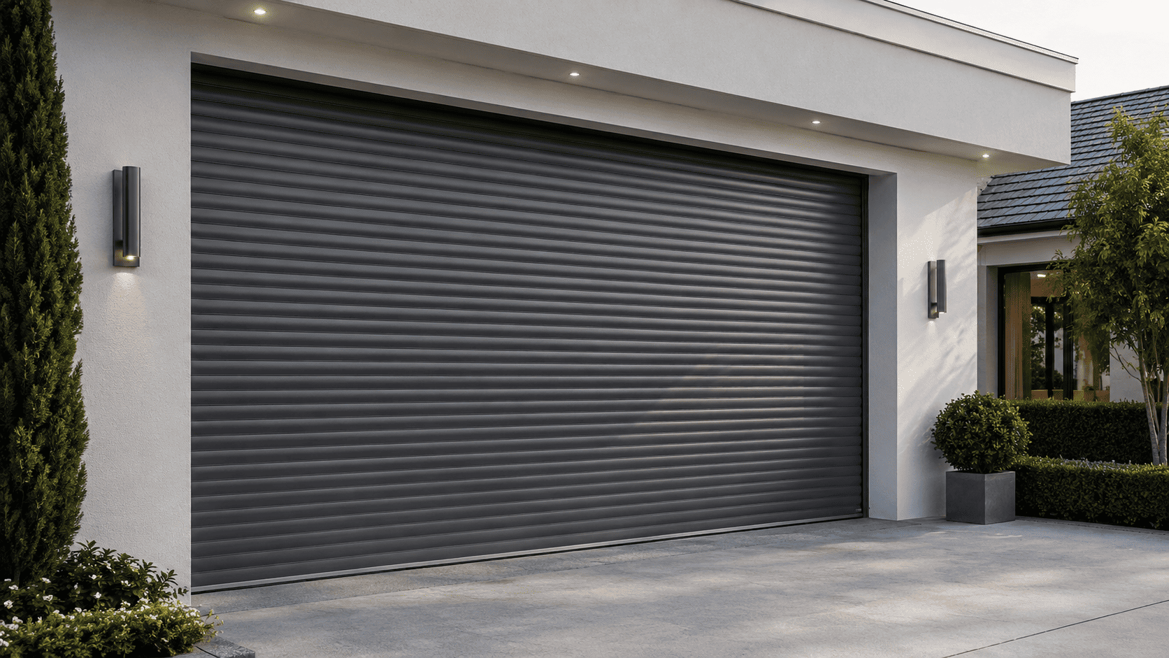 Freshly installed modern garage door — Bella Vista
